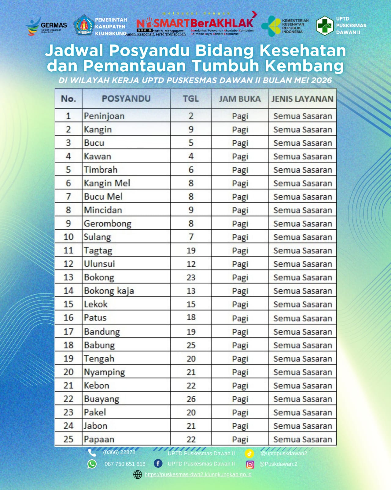Jadwal Pelaksanaan Posyandu Bulan Mei 2026